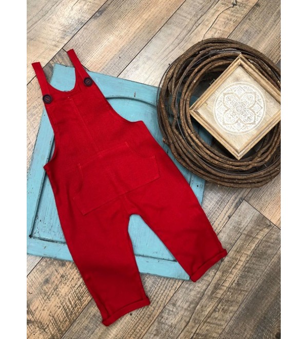 Long jumpsuit linen Red