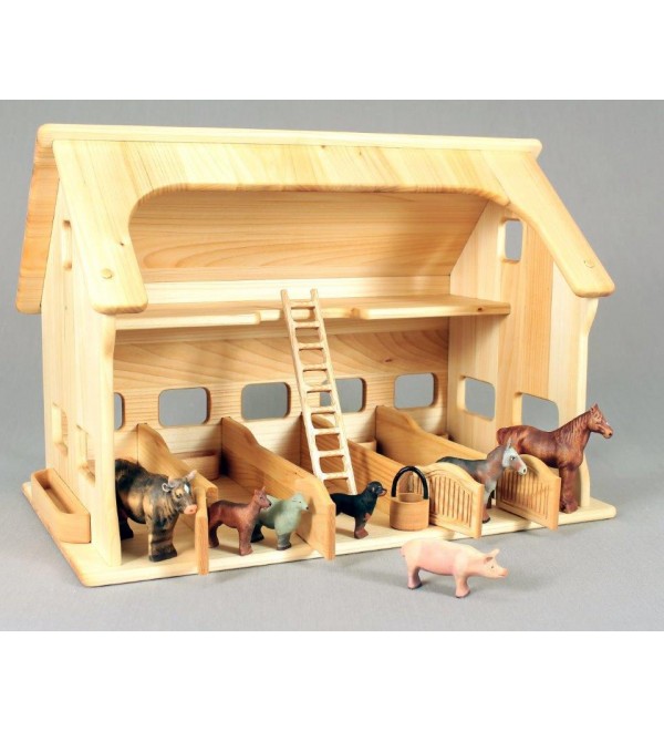 Wooden Farm Set with Animals Bavaria - Waldorf toys 